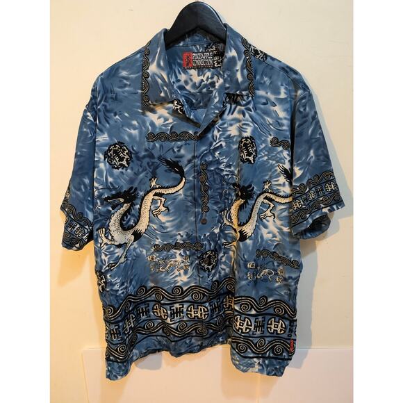 Vintage Pineapple Connection Mythic Origins Dragon 90s Y2K 2000s Button Shirt - Picture 1 of 5